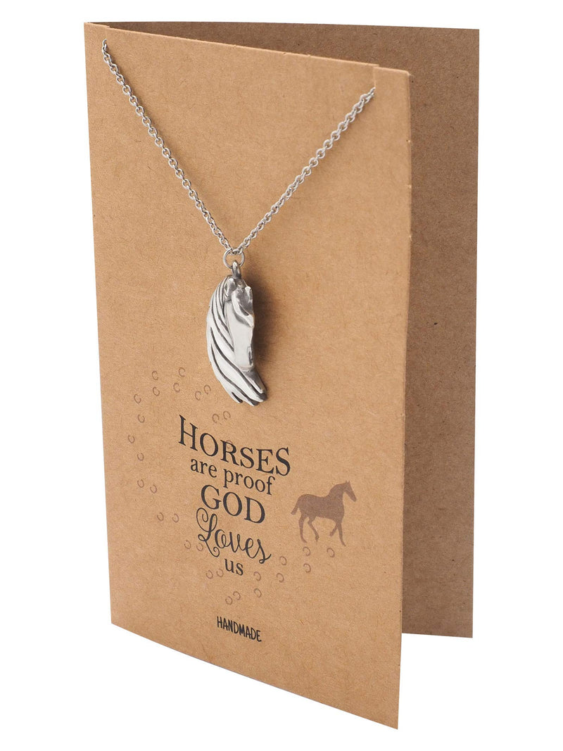 [Australia] - Quan Jewelry Horse Necklace, Gifts for Equestrian Friends, New Beginnings Reminder Charm, Fashion Jewelry, Gifts for Horse Racing Lover, Animal Pendant, Handmade with Quote Card 