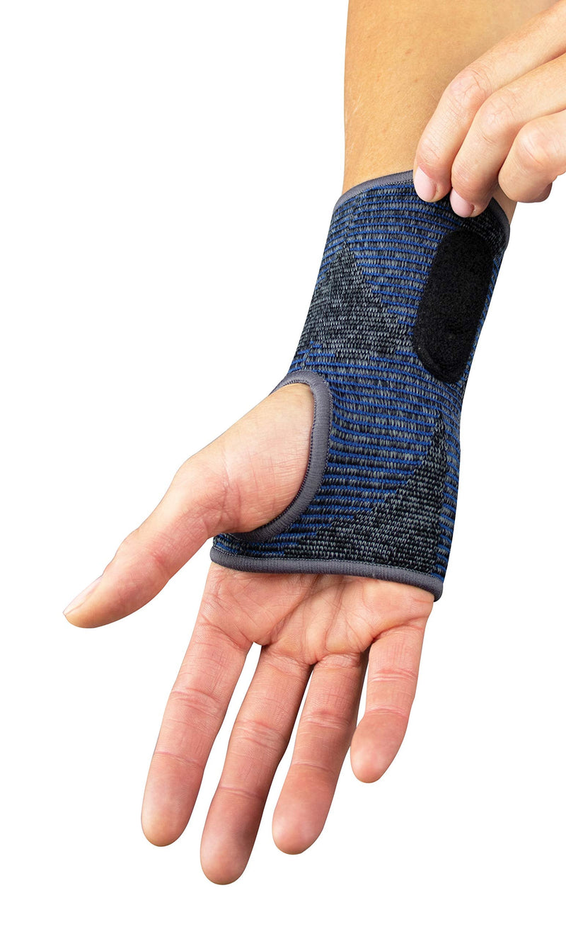 [Australia] - Mueller Sports Medicine Reversible 3-in-1 Wrist Brace with Splint, For Men and Women, Black/Blue, One Size 