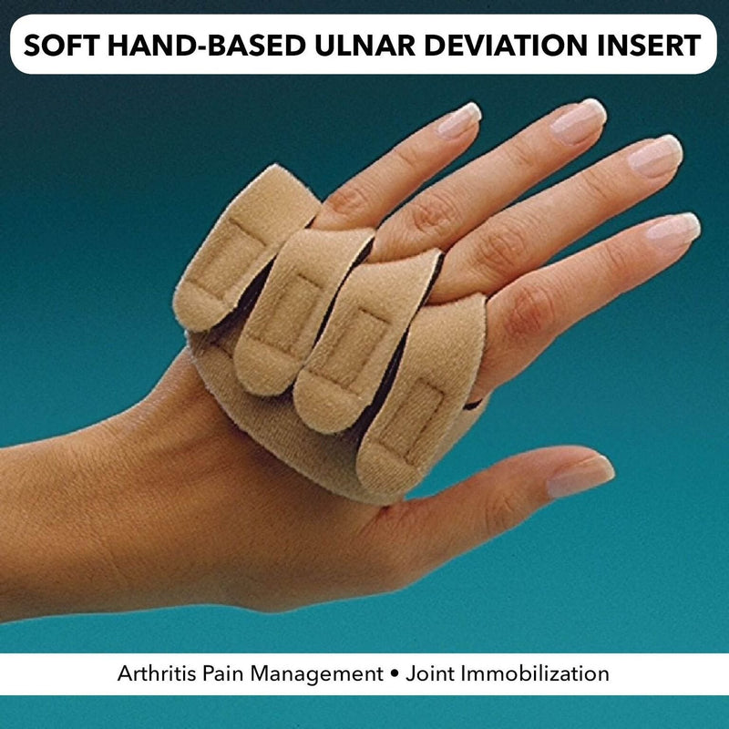 [Australia] - Rolyan 79451 Soft Hand-Based Ulnar Deviation Insert for Right Hand, Short Splint Insert for Joint Alignment, Aligns The Knuckle Joints in The Hand and Fingers for Pain Relief and Mobility, Small 