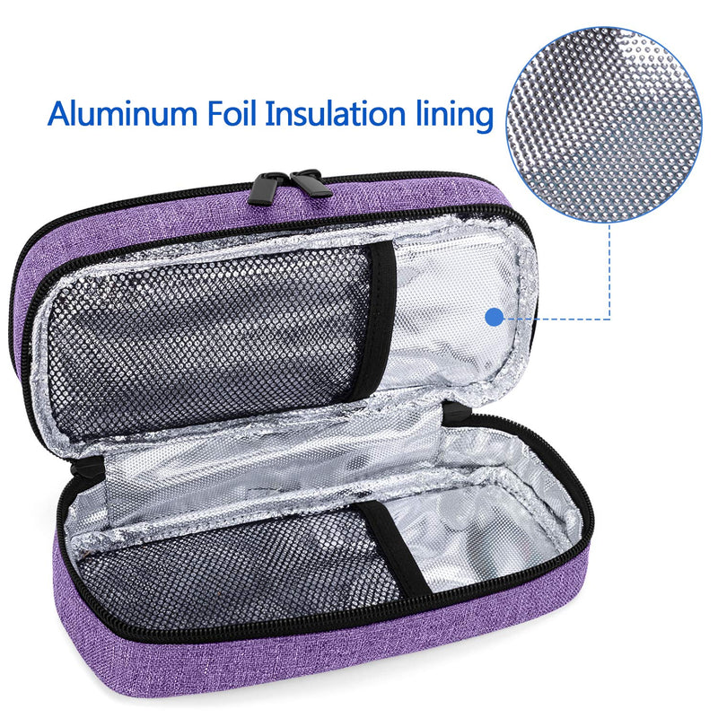[Australia] - Yarwo Insulin Cooler Travel Case, Double-Layer Diabetic Travel Case with 2 Ice Packs, Diabetic Supplies Organizer for Insulin Pens, Blood Glucose Monitors or Other Diabetes Care Accessories, Purple 