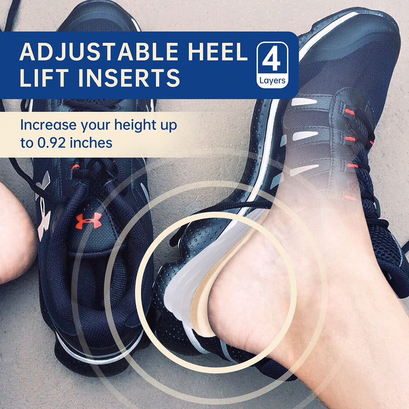 [Australia] - (4 Layers) Height Increase Insoles,Adjustable Orthopedic Heel Lift Inserts,Heel Cushions for Leg Length Discrepancies,Heel Pain,Heel Spurs and Achilles tendonitis for Men and Women.(1Pairs) 4Layer Women4.5-9.5/Men 6-8.5 4layers 