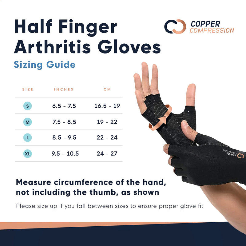 [Australia] - Copper Compression Arthritis Gloves - Best Copper Infused Fingerless Glove for Carpal Tunnel, RSI, Rheumatoid , Tendonitis, Hand Pain, Computer Typing, Support for Hands. Fit for Women & Men - 1 Pair - Medium Medium (1 Pair) 