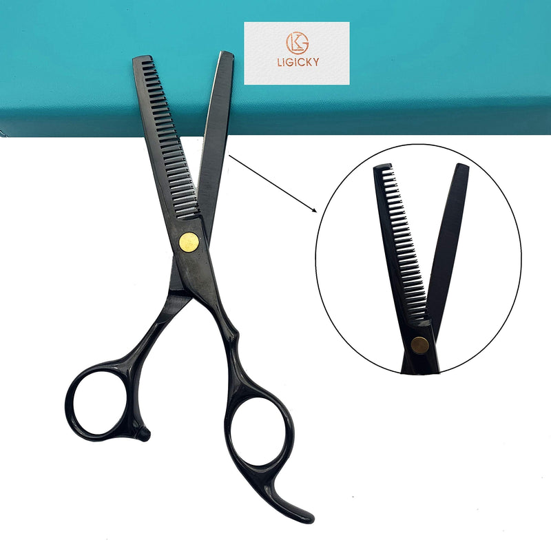 [Australia] - LIGICKY Hair Cutting Scissors Kit 6" Professional Barber Stainless Steel Hairdressing Scissors Set Hair thinning Shears Bang Hair Scissor for Kids/Women/Men/Salon/Home 