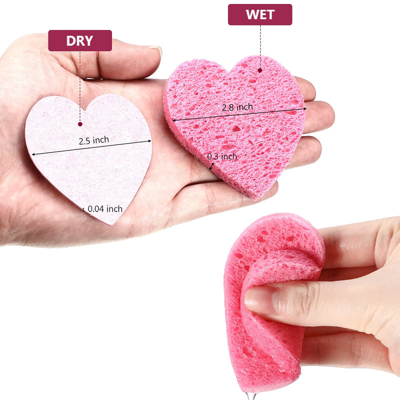 [Australia] - 90 Pieces Heart Shaped Compressed Facial Sponge, Face Cleansing Sponge, Reusable Cosmetic Makeup Remover Sponge for Facial Deep Cleansing Exfoliation Makeup Removal (Pink) Pink 