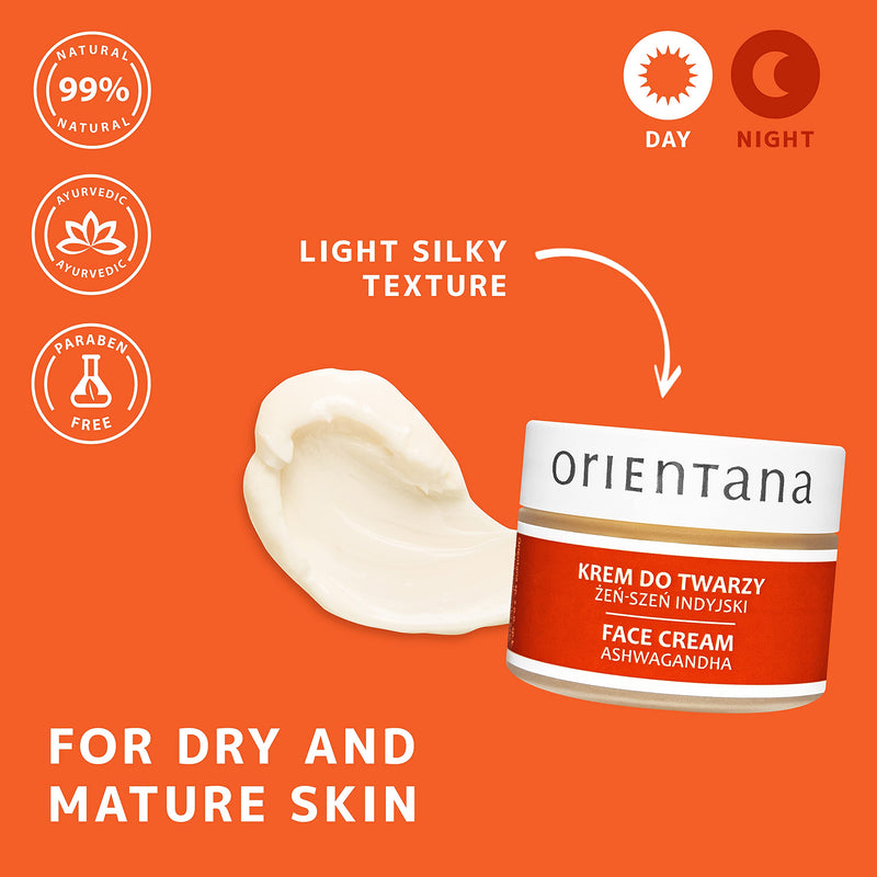 [Australia] - Orientana 99.7% NATURAL FACE CREAM with ASHWAGANDHA (INDIAN GINSENG) and Shea Butter ‚Äì Day and Night Vegan Anti Ageing & Wrinkle Moisturiser for Women - Rejuvenating and Nourishing Mature Skin, 40g 