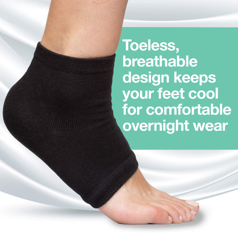 [Australia] - ZenToes Moisturizing Heel Socks 2 Pairs Gel Lined Toeless Spa Socks to Heal and Treat Dry, Cracked Heels While You Sleep (Men's Large 12+, Black) Men's Large 12+ 