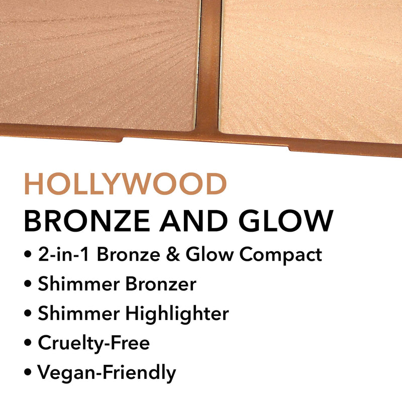 [Australia] - W7 Hollywood Bronze & Glow - Pressed Powder Duo Shimmer Bronzer & Highlighter - Contouring & Highlighting Vegan Makeup 