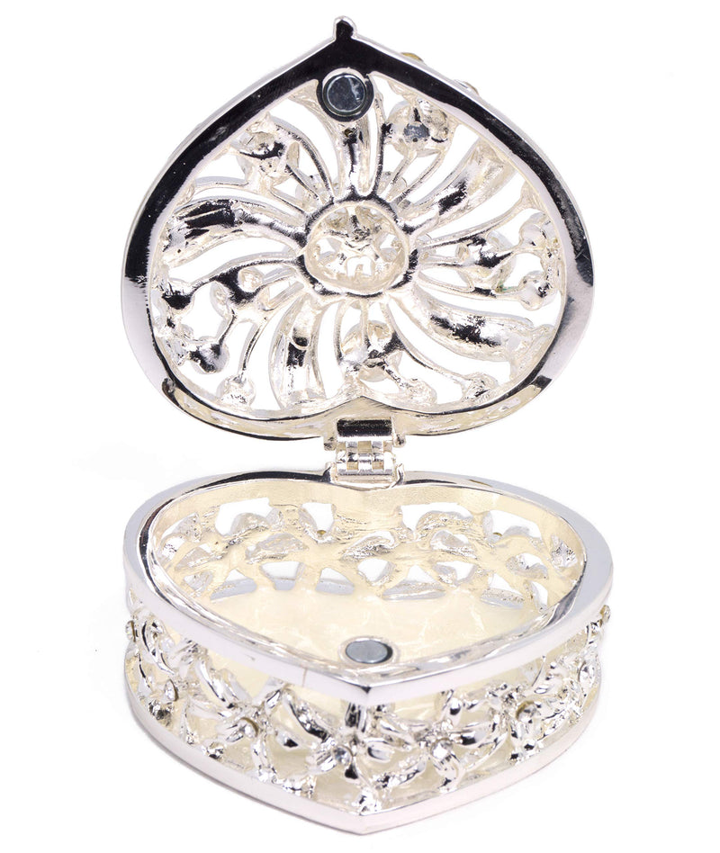 [Australia] - VI N VI Silver Rhinestone Heart Jewelry Box Trinket Box 