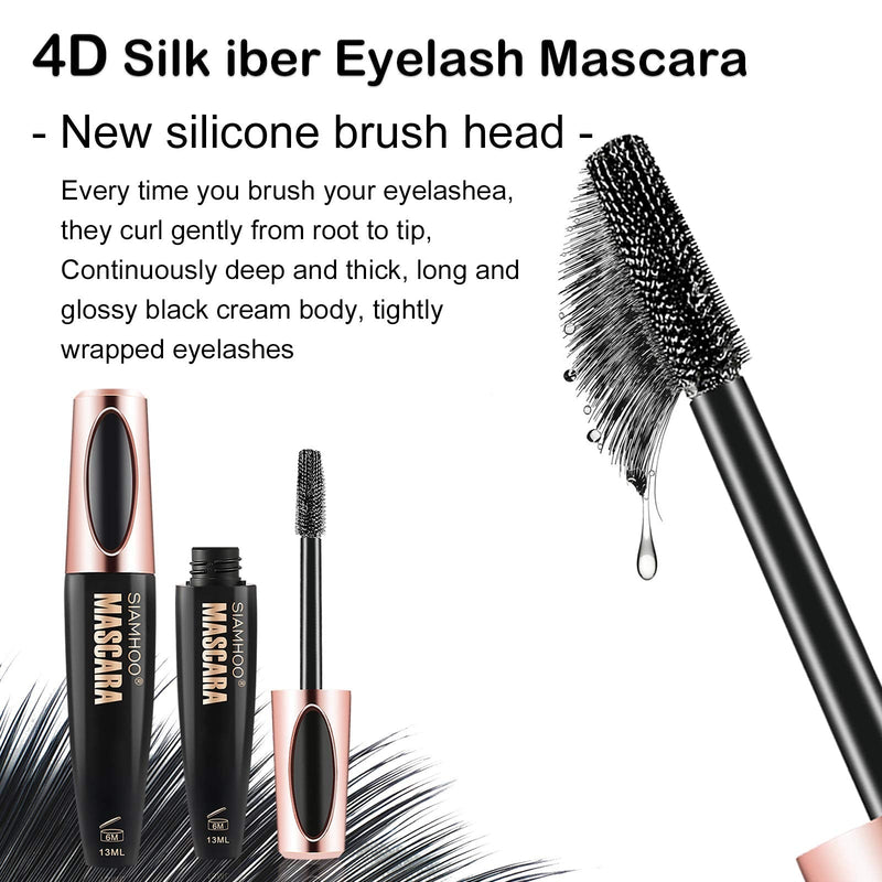 [Australia] - SIAMHOO 4D Silk Fiber Eyelash Mascara Black Mascara for Thickening and Lengthening Waterproof Mascara No Smudge for Women (Intense black - 3pcs) 