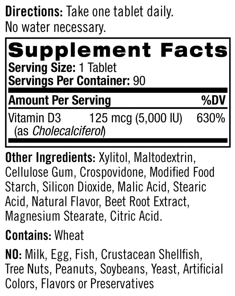 [Australia] - Natrol Vitamin D3 Fast Dissolve 5000 IU Capsules, Support Your Immune Health, Strawberry, 90 Count 90 Count (Pack of 1) 