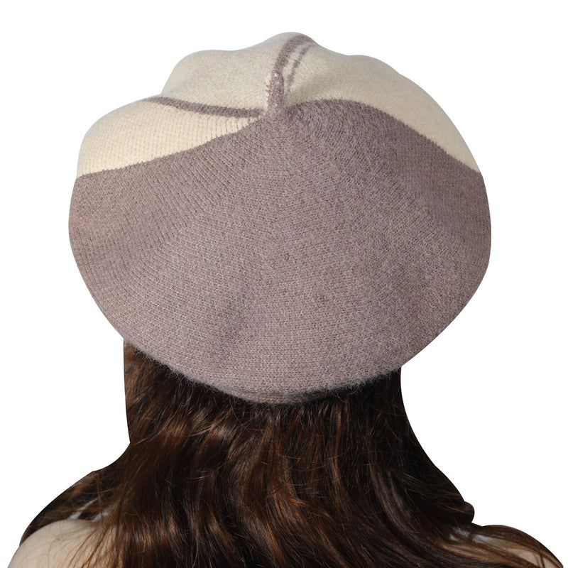 [Australia] - ZLYC Women Winter Berets Hat French Cashmere Warm Artist Classic Print Hat Mix Brown/Beige 
