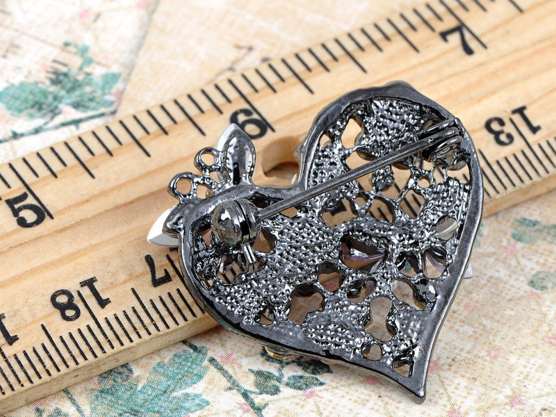[Australia] - Alilang Womens Floral Silvery Tone Crystal Rhinestone Insect Butterfly Love Flower Heart Brooch Pin Purple 