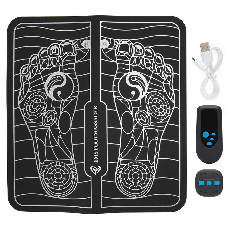 [Australia] - EMS Foot Massager, Electric Massage pad Muscle Stimulator USB Rechargeable Molded Leg Cushion feet Acupuncture Stimulator Massager ABS Stimulator with Remote Control 