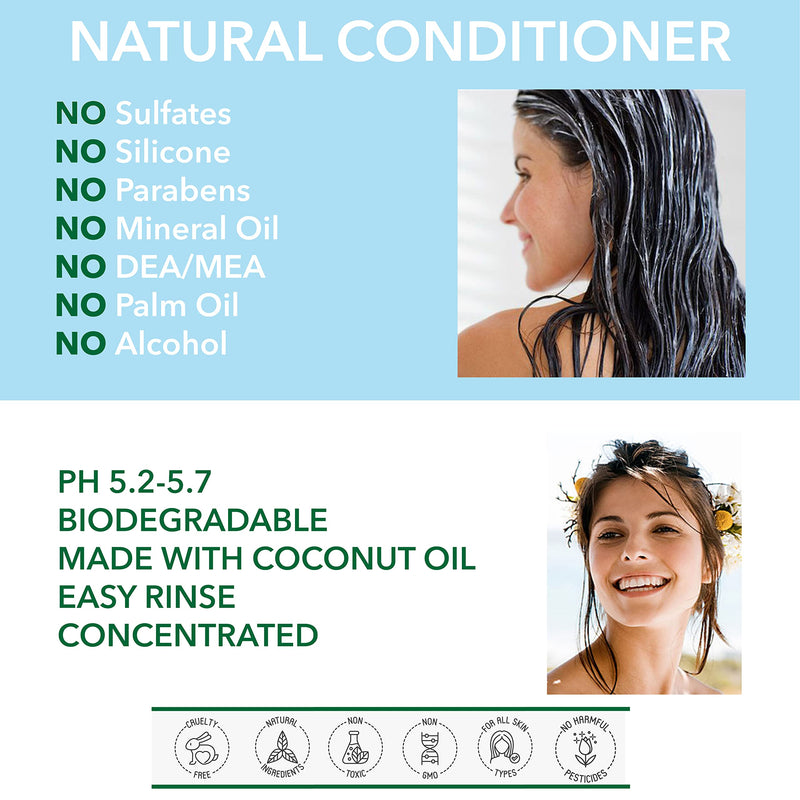 [Australia] - Natural CONDITIONER - COCONUT & LAVENDER - 250ml - by POO FREE. No Sulfates, No Parabens, No Silicones. No Build Up, Gentle, Concentrated. pH 5.2-5.7 For Sensitive Skin. 99.5% Plant Derived. 