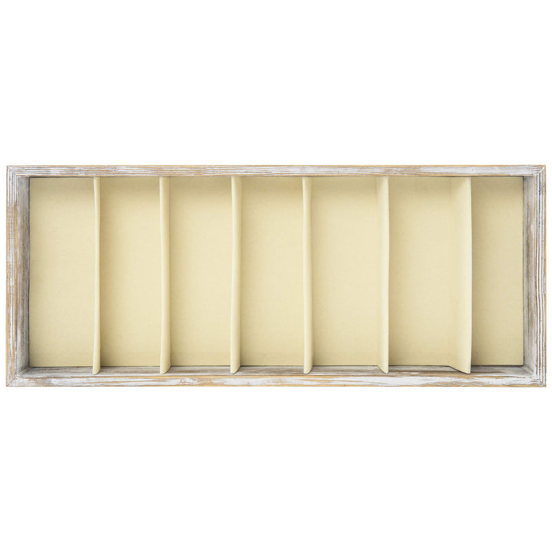 [Australia] - MyGift 7 Compartment Shabby Whitewashed Wood Sunglasses Open Top Storage Display Case White 