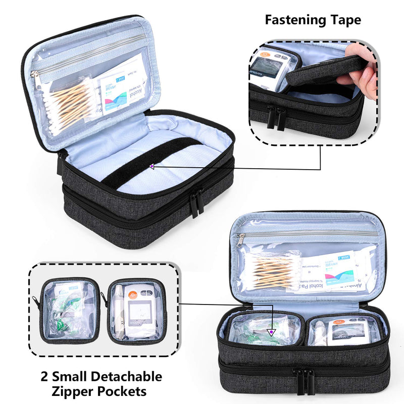 [Australia] - YARWO Insulin Cooler Travel Case with 6 Ice Packs, Double Layers in Different Size Diabetic Supplies Organizer for Insulin Pens, Blood Glucose Monitors or Other Diabetes Care Accessories, Black 