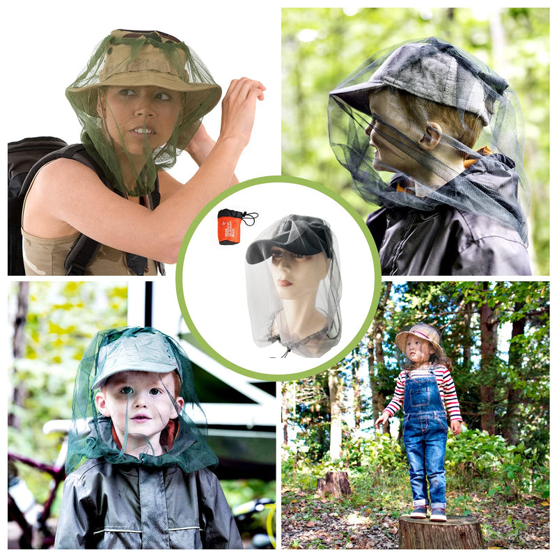 [Australia] - Grantop 2 Pieces Mosquito Head Net, Nylon Face Net Mesh,Mesh Bug Net for Outdoor Hiking Camping Climbing Fishing and Walking Grey 