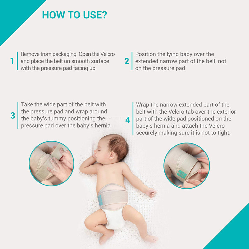 [Australia] - Everyday Medical Umbilical Hernia Belt for Babies, Tummy Wrap, Naval Button Binder, Newborns, Infant Abdominal Truss Support, Abdominal Belly Band with Compression Pad- Medium and Large 