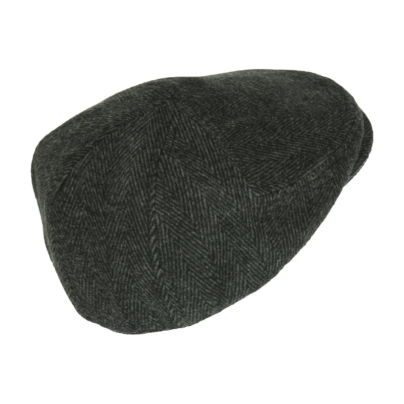 [Australia] - Men’s Black Wool Herringbone Ivy Cap, Classic Cabbie Hat w/Ear Flaps X-Large 