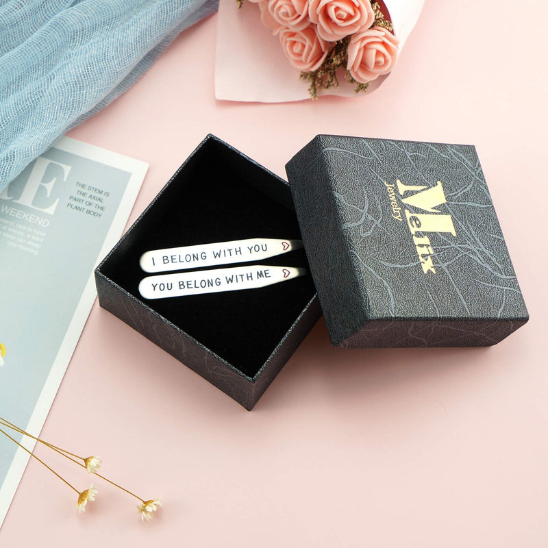 [Australia] - Boyfriend Husband Gifts Collar Stays I Belong with You You Belong with Me Mens Gift for Anniversary Birthday Present White 