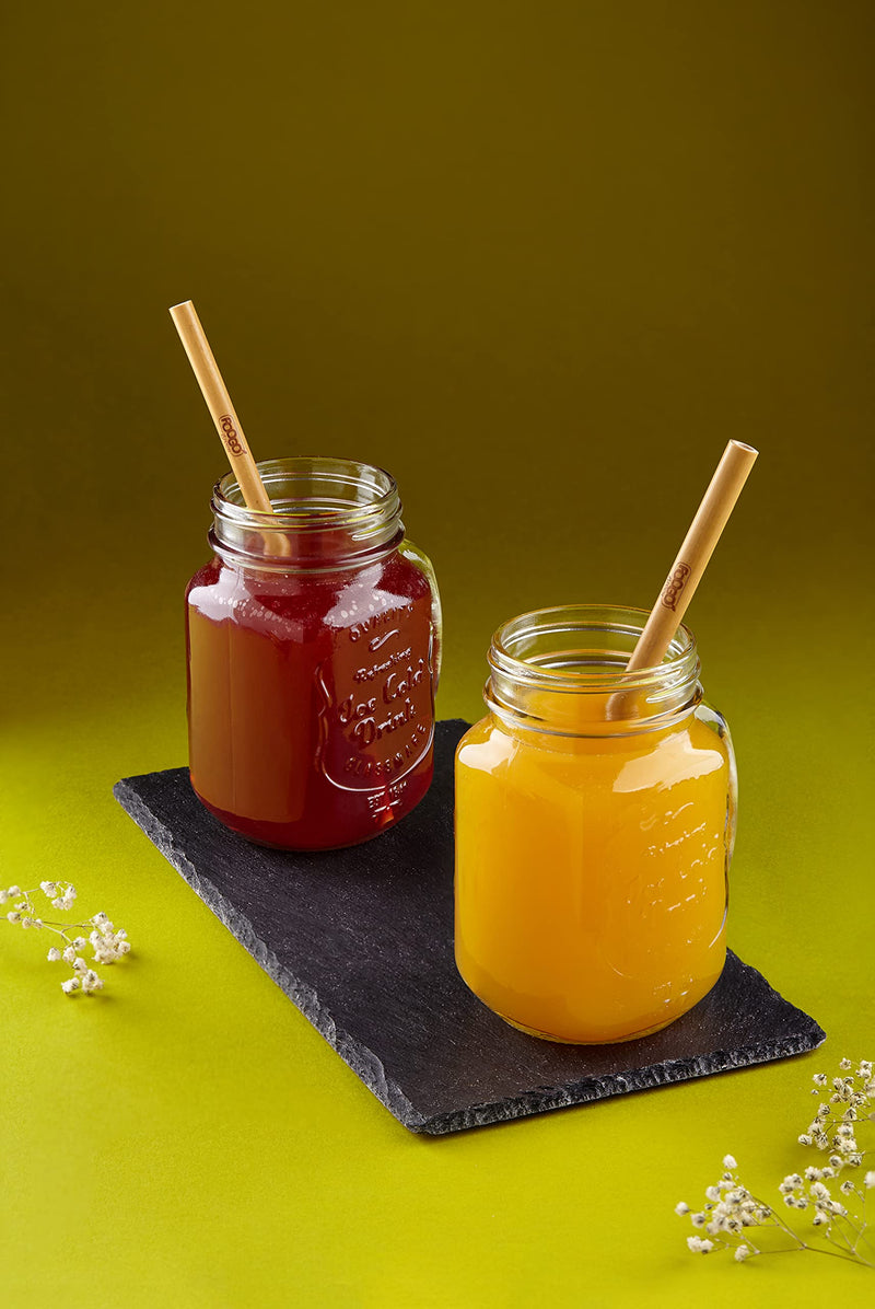 [Australia] - FOOGO Green 10 Bamboo Straws with Cleaning Brush | Reusable | 20cm | 2 diameters | Juices and Smoothies Drinking Straws | 100% Natural | Biodegradable | Eco Friendly 