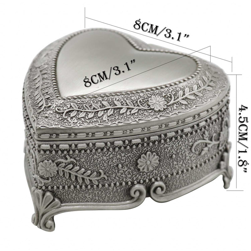 [Australia] - AVESON Classic Vintage Heart Shape Metal Jewelry Box Ring Trinket Storage Organizer Chest 