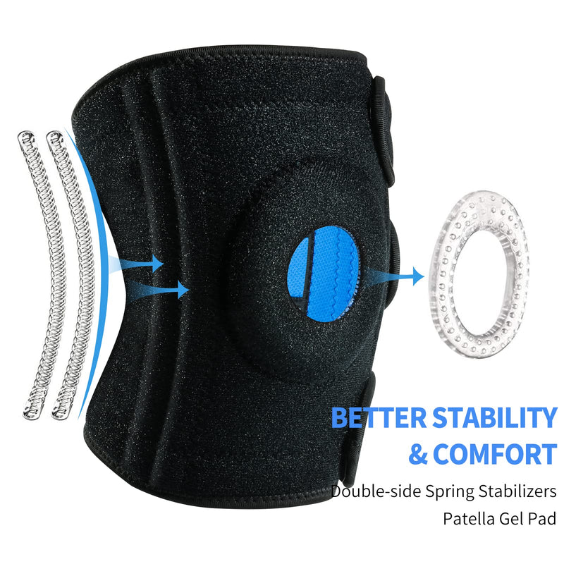 [Australia] - ABYON Plus Size Knee Braces for Meniscus Tears with Side Stabilizers for Men and Women Knee Pain,Relieves ACL, LCL, MCL Tendonitis, Arthritis Pain,or Joint Pain Relief.Non Slip Knee Support with Adjustable Straps XX-Large Black 