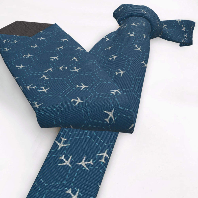 [Australia] - Men Novelty Neckties Welsh Dog Seamless Pattern Fashion Neck Tie Abstract Hexagon With Airplanes 
