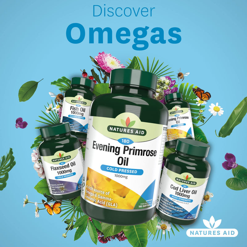 [Australia] - Natures Aid Evening Primrose Oil 1000 mg, Cold Pressed, Omega-6 GLA, 180 Softgel Capsules 