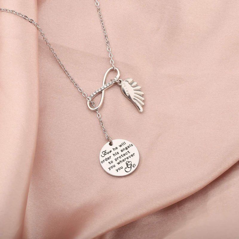 [Australia] - CHOORO Bible Verse Keychain for He Will Order His Angels to Protect You Wherever You Go Religious Jewelry Christian Gift (for he Will Order yn) 