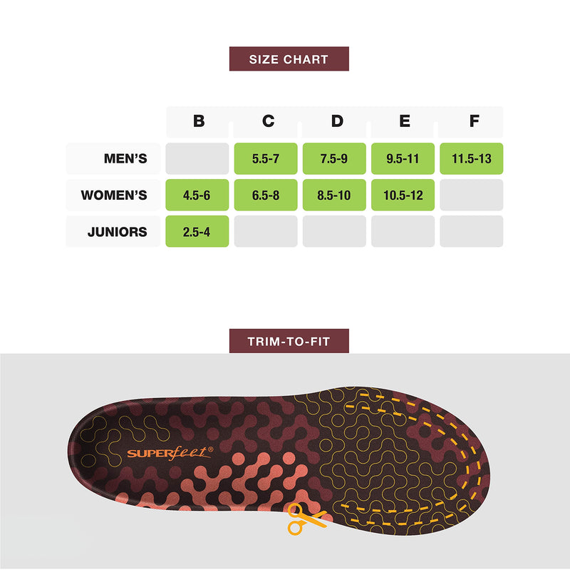 [Australia] - Superfeet Adapt Run - Flexible Arch Support Insoles for Running Shoes Tandori Spice 11.5-13 Men / 12.5-14 Women 