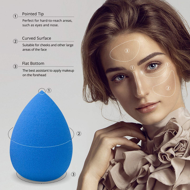 [Australia] - Foonbe Makeup Sponge, Latex Free and Vegan Makeup Blender Beauty Sponge, for Powder, Cream or Liquid Application (1 Pc, Blue) 