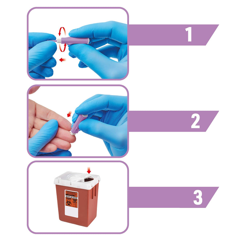 [Australia] - MediVena ONE-CARE Plus Safety Lancets, Contact-Activated, Comfort Micro Needle 30G x 1.5mm, 100/bx, Sterile, Single-Use, Easy Fingerstick for Comfortable Glucose Testing 
