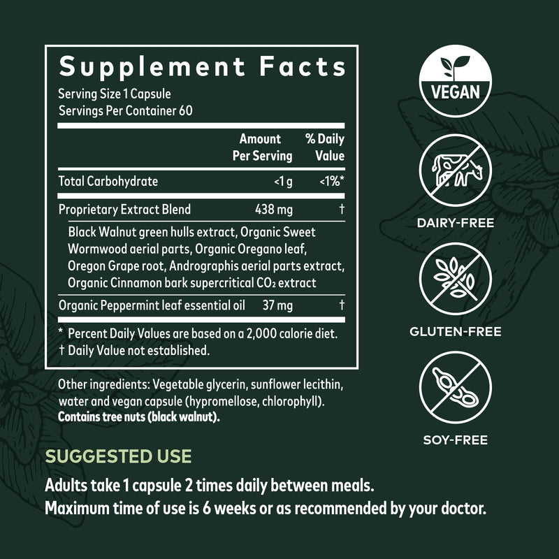 [Australia] - Gaia Herbs Microbiome Cleanse - with Black Walnut, Sweet Wormwood, Oregano & Peppermint - Helps Balance The GI Tract While Supporting Digestive Health - 60 Vegan Liquid Phyto-Capsules (60-Day Supply) 