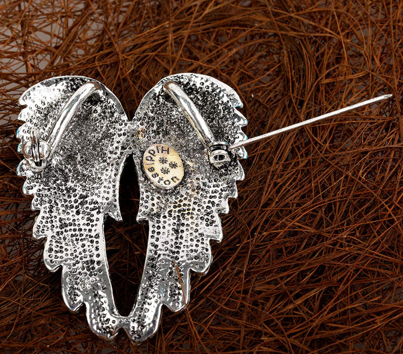 [Australia] - Women's Guardian Angel Wing Brooch Pins & Pendants 2 in 1 - Scarf Holders - 2 x 1 Inchs - Lead & Nickle Free - Crystal & Enamel Blue 