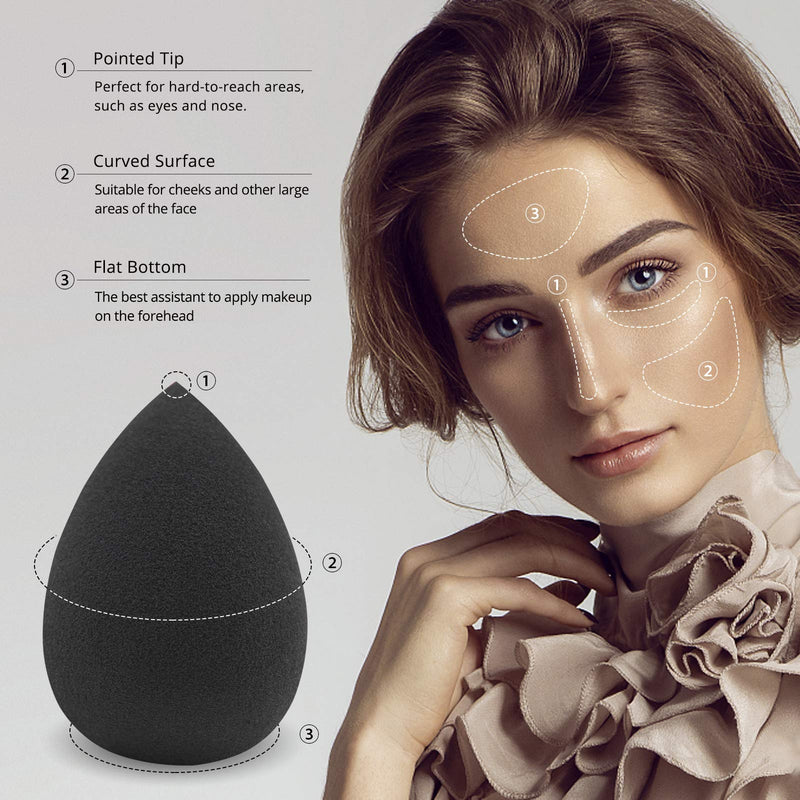 [Australia] - Foonbe Makeup Sponge, Latex Free and Vegan Makeup Blender Beauty Sponge, for Powder, Cream or Liquid Application (1 Pc, Black) 