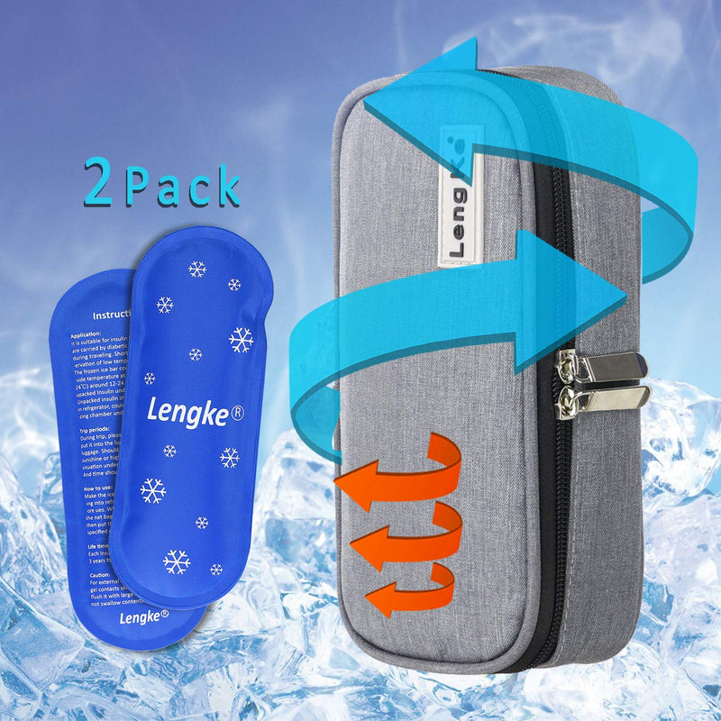 [Australia] - YOUSHARES Insulin Travel Case - Insulated Medication Cooler Travel Bag for Diabetic Insulin Pen and Vials Storage with 2 Cooling Ice Packs (Grey) Grey 