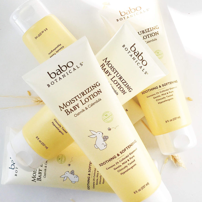 [Australia] - Babo Botanicals Moisturizing Lotion - Face & Body Plant-Based Lotion for Babies, Kids & Adults with Sensitive or Dry Skin - with Colloidal Oatmeal, Organic Calendula & Shea Butter - 8 fl. oz. 8 Fl Oz (Pack of 1) 
