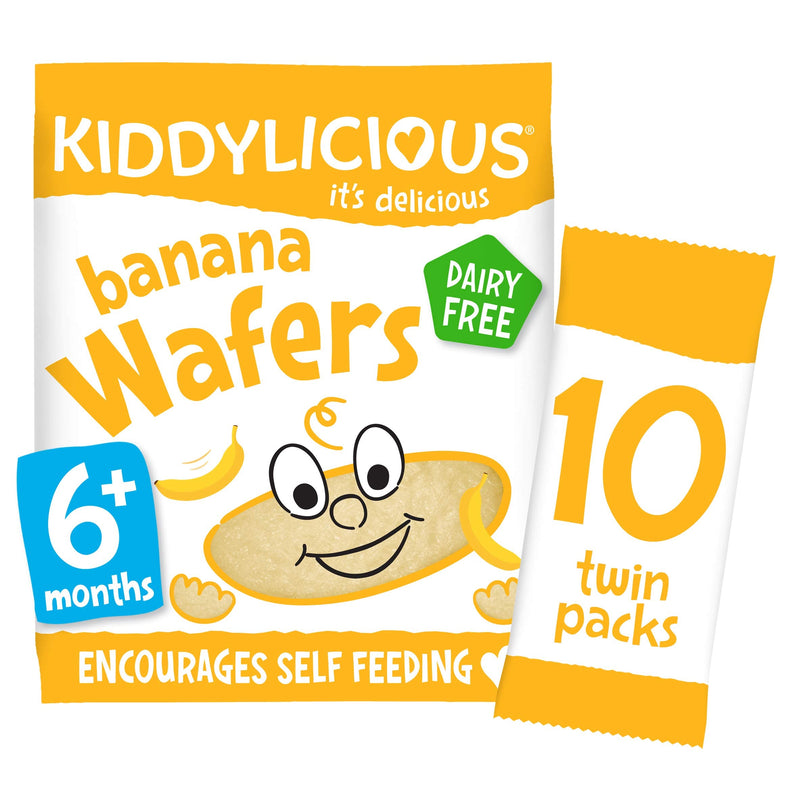 [Australia] - Kiddylicious Banana Wafers - Gluten & Dairy Free Kids Snack - Suitable for 6+ Months - 4x10 Twin Packs 