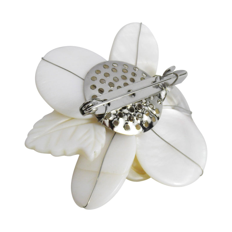 [Australia] - AeraVida Nature's Charm Carved Mother of Pearl and Cultured Freshwater Pearls Pin or Brooch 
