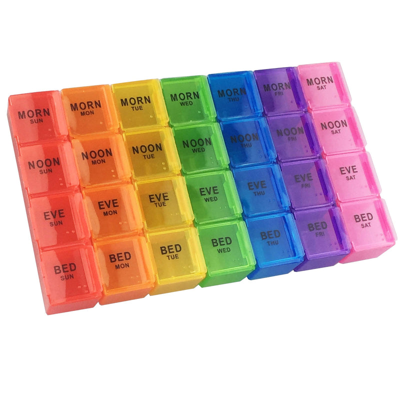 [Australia] - JFA Medical Weekly Small Travel Pill Box Organiser/Reminder for Medicines Supplements, Vitamins, 7days, 4 compartments per Day – Morning, Noon, Evening and Bed. 
