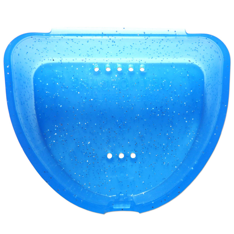 [Australia] - Slim Orthodontic Dental Case - Colour & Glitter Choices for Retainers, Bleaching Trays, Dentures & More (Glitter Blue) 