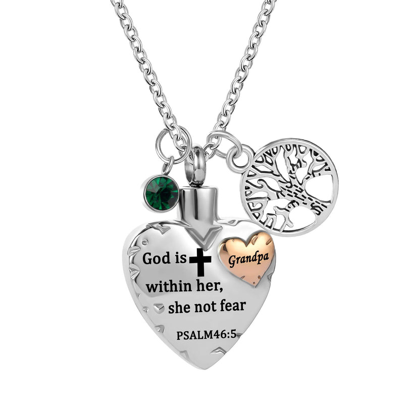 [Australia] - LuxglitterLin Double Heart Cremation Urn Necklace for Ashes Grandma Mom Dad Bible Lord's Prayer PSALM46:5 Urn Pendant 12 Birthstone Memorial Keepsake Ash Holder Jewelry Grandpa 