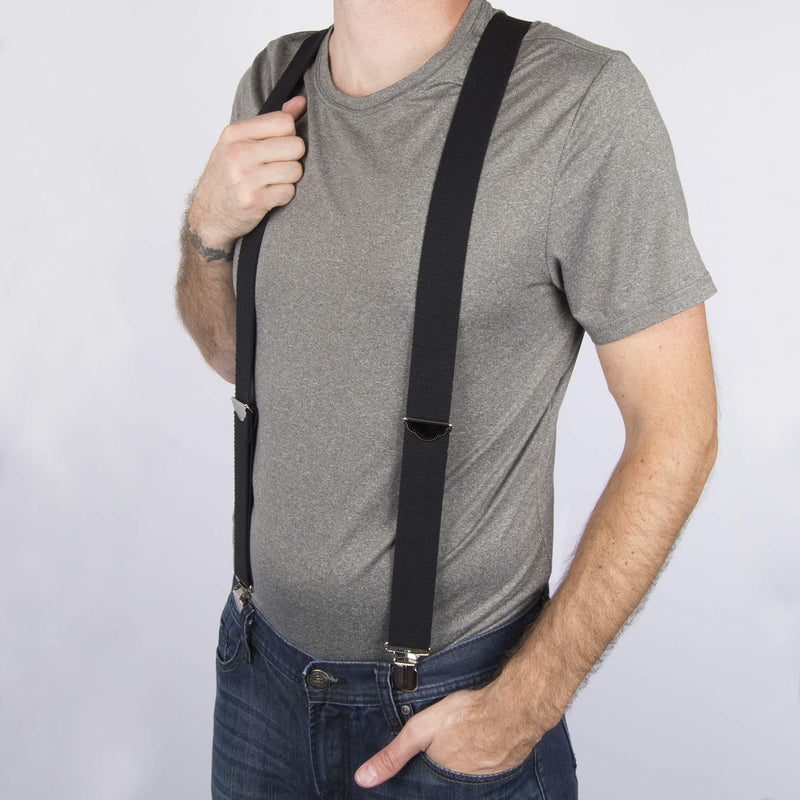 [Australia] - Dickies Men's 1 1/2 inch Solid Straight Clip Adjustable X Back Suspender Black One Size 