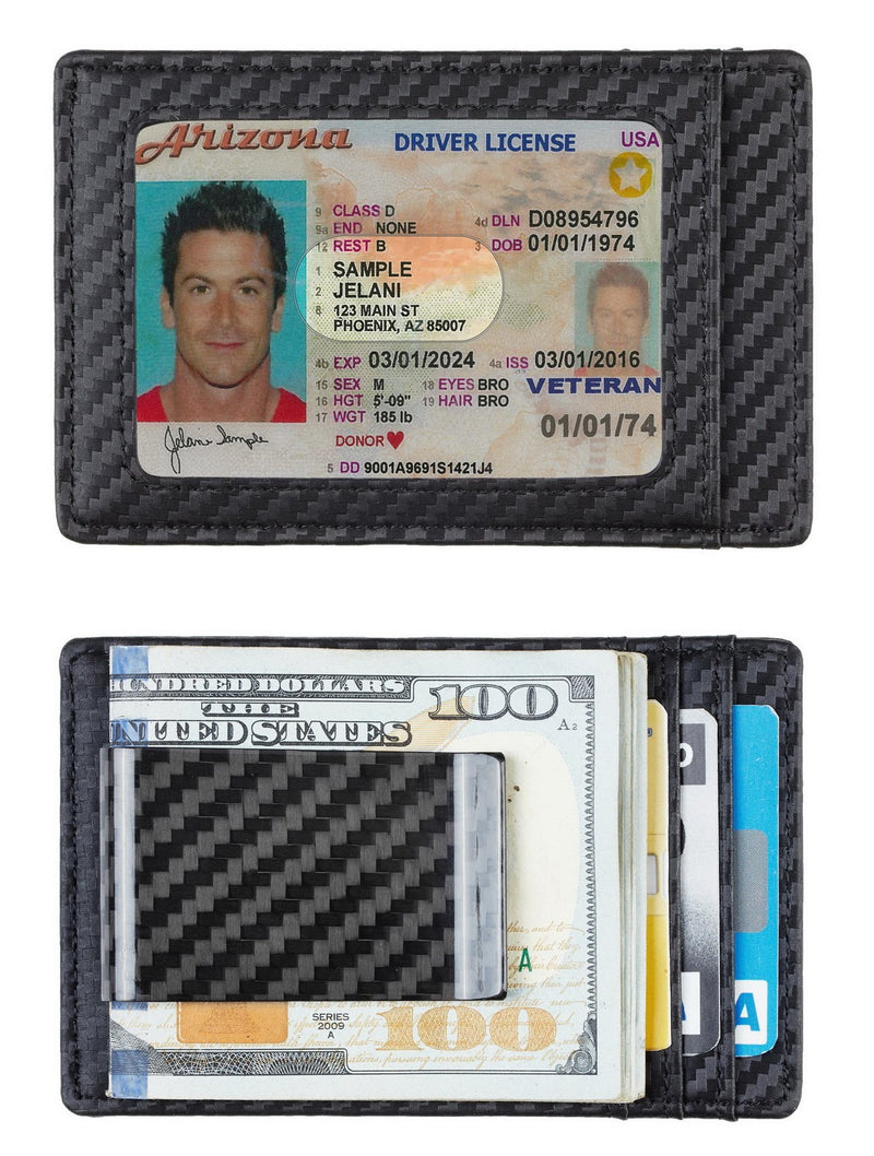 [Australia] - Travelambo Money Clip Front Pocket Wallet Slim Minimalist Wallet RFID Blocking (Weaved Black) 