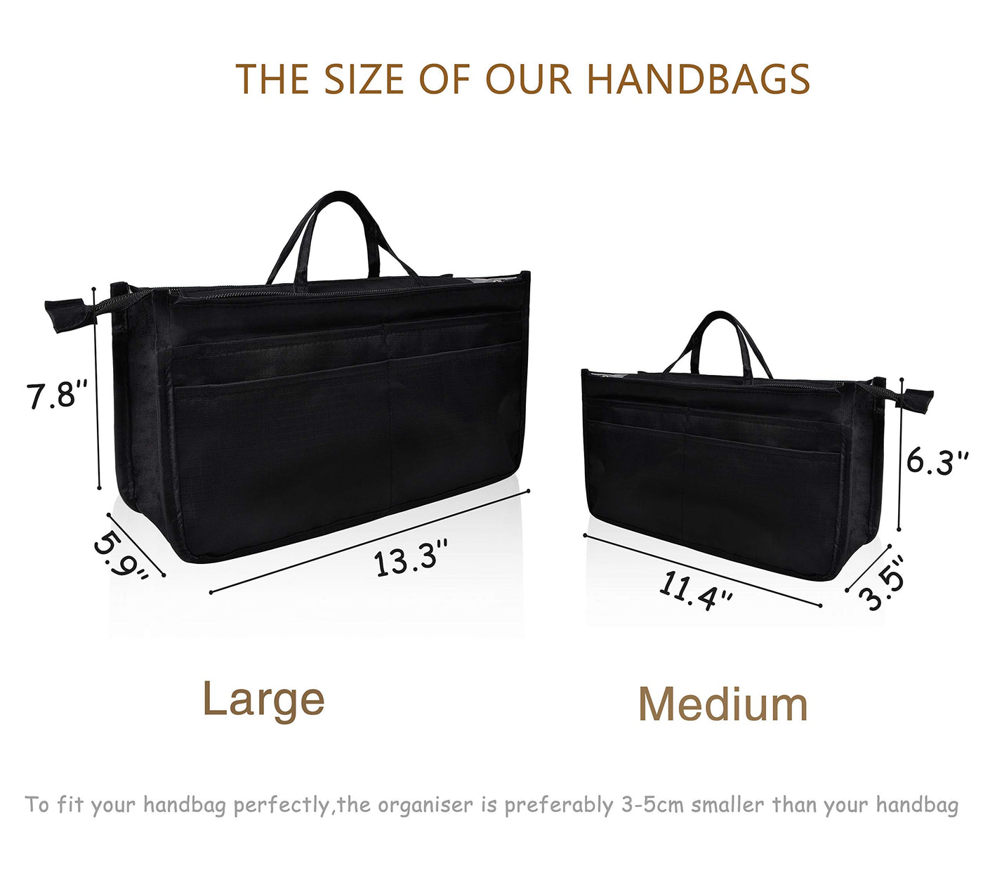  Vercord Mini Slim Small Felt Purse Organizer Insert Inside Handbag  Tote Pocketbook for Women Black : Clothing, Shoes & Jewelry