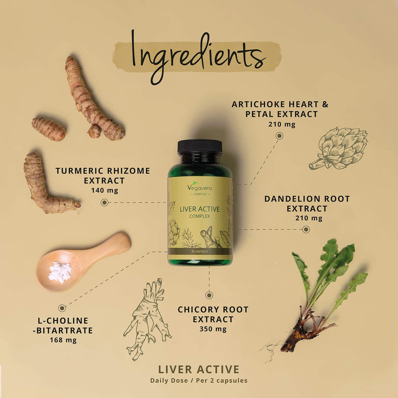 [Australia] - Liver Support Vegavero® | with Artichoke, Tumeric, Chicory & Choline | Natural Cleanse & Detox | NO Additives | 90 Vegan Capsules 