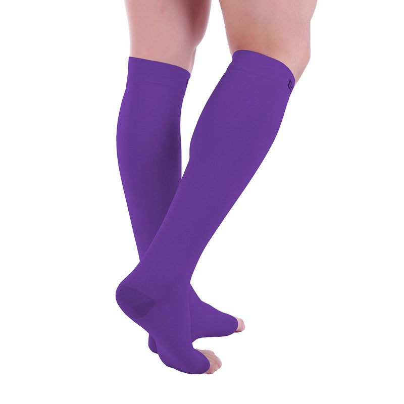 [Australia] - Doc Miller Toeless Compression Socks Women Men - 1 Pair 20-30mmHg, Recovery from Shin Splints, Joints Inflammation 3x-Large Tall Violet 