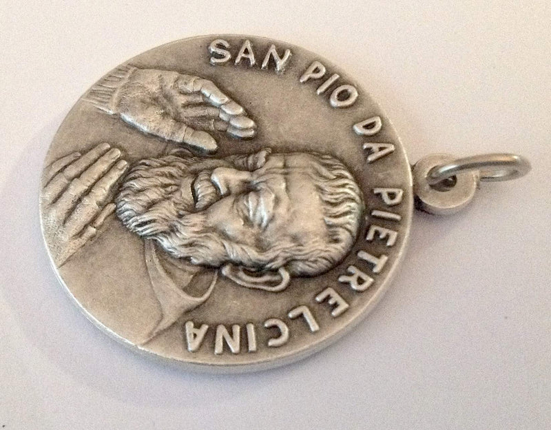 [Australia] - SAINT PIO FROM PIETRELCINA ( PADRE PIO ) Medal - BIG SIZE - 32 mm - Made in HIGH RELIEF 