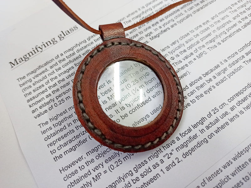 [Australia] - Magnifying Glass Nautical Vintage Leather Strap Necklace Magnifier Pendant 
